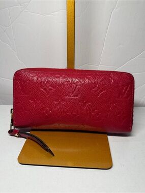 Louis Vuitton empreinte leather Embossed Monogram Zip Wallet Deep Red authentic